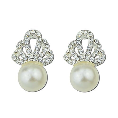 Product Feelontop® Big Pearl Brincos Stud Pendientes de boda Diseño de corona real