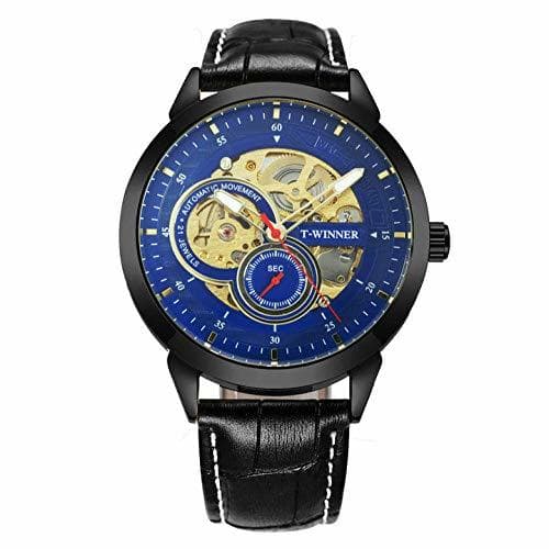 Fashion Relojes Relojes De Moda Hombres Esqueleto Automático Mecánico Correa De Cuero Dial