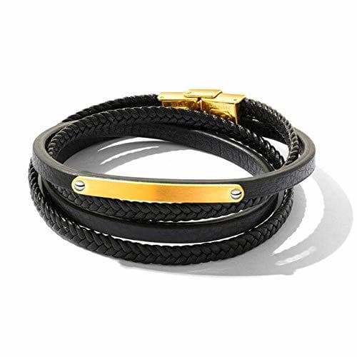 Producto Pulsera de cuero para hombre Cadena en capas Pulseras con dijes de