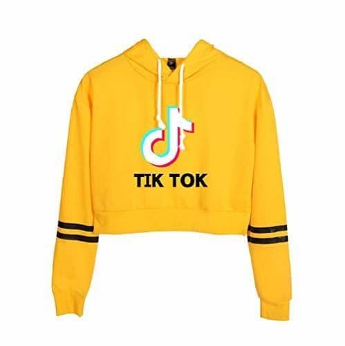 Producto TIK Tok Sudadera con Capucha Corta Estampada de Letras Crop Top Manga