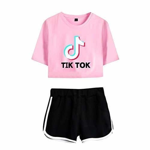 Producto Camiseta y Pantalones Cortos Set TIK TOK Impresa Crop Top T-Shirt