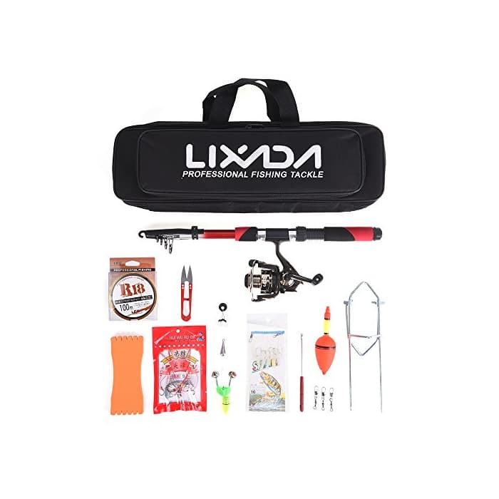 Product Lixada Combo de Pesca Caña de Pesca Telescópica+Carrete de Pesca Spinning Combo+Bolsa