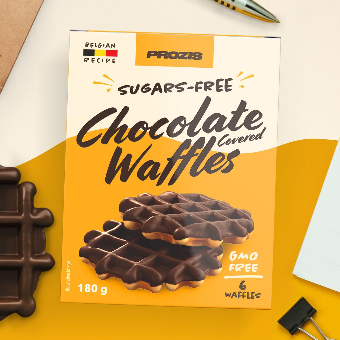 Producto 6 x Waffles Cobertos com Chocolate sem Açúcares 30 g