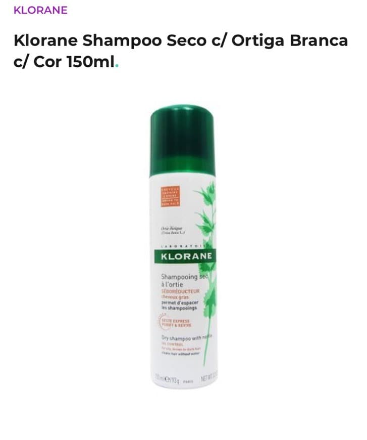 Moda Klorane ortiga branca shampoo seco