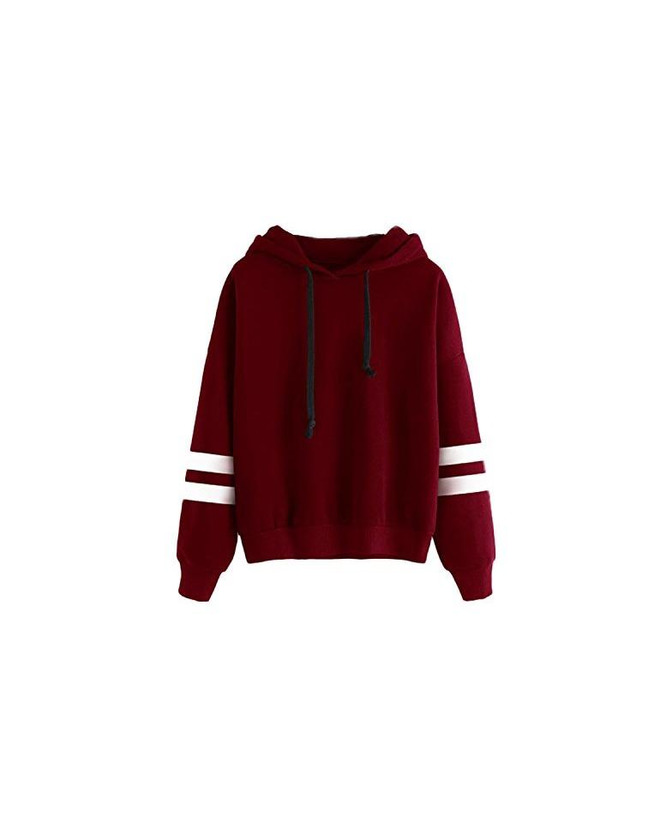 Fashion Minetom Mujer Otoño Camisetas De Manga Larga Varsity Rayas Encapuchado Camisa De Entrenamiento Sudaderas Con Capucha Tops Rojo ES 36