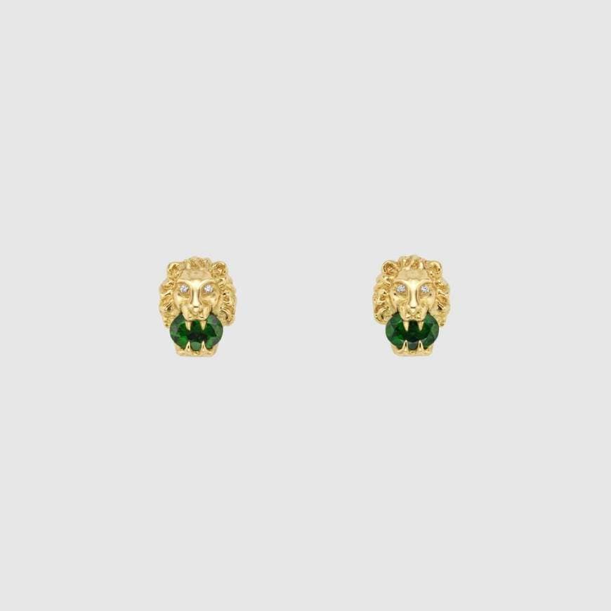 Product Yellow gold lion head earrings