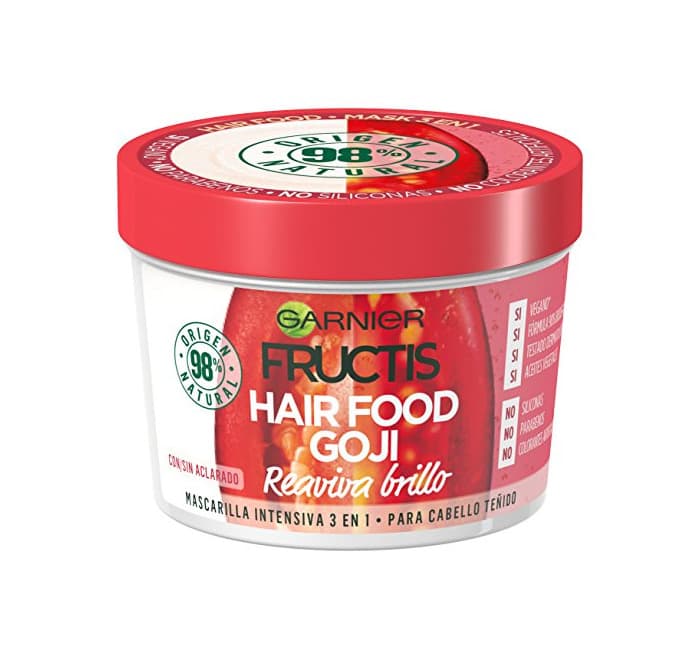 Belleza Garnier Fructis Hair Food Goji - Mascarilla intensiva 3 en 1, para