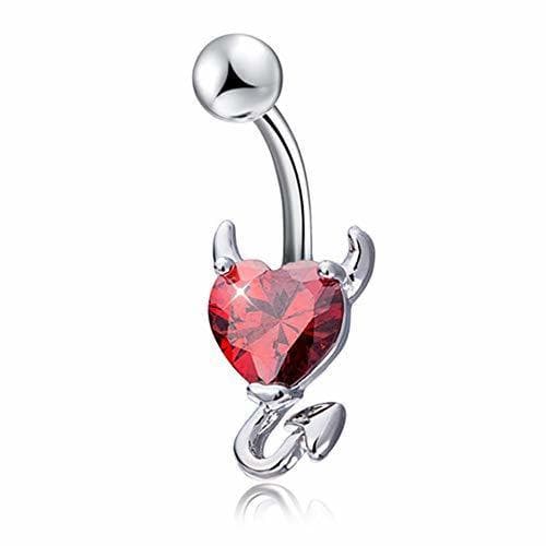 Moda Feketeuki Diablo Corazón Circón Piercing Ombligo quirúrgico Anillos de Ombligo Ombligo Piercing