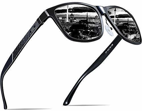 Product ATTCL Hombre Gafas de sol Polarizado Al-Mg Metal Super Ligero Marco 18587black