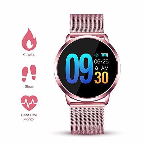 Moda Smartwatch Mujer Rosa Impermeable Reloj Inteligente Elegante Fitness con Monitor Impermeable IP67