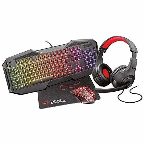 Electrónica TECLADO TRUST GXT1180R BUNDLE GAMING TECLADO+AURI+RATO+ALFOMBRILLA 23148