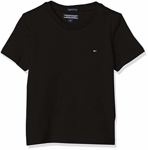 Moda Tommy Hilfiger Boys Basic Cn Knit S/s Camiseta, Negro