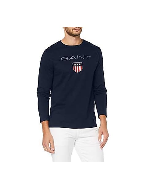 Fashion GANT The Original Long Sleeved T-Shirt Camisa Manga Larga, Azul