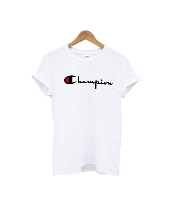 Moda Champion Classic Logo para Hombre Camiseta, Negro