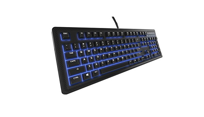 Electronic SteelSeries Apex 100, Teclado para Juegos, con retroiluminación Azul, Teclas Macro, Gestión