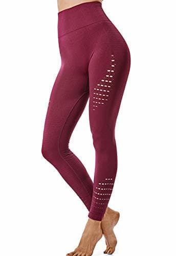 Moda FITTOO Leggings Sin Costuras Corte de Malla Mujer Pantalon Deportivo Alta Cintura