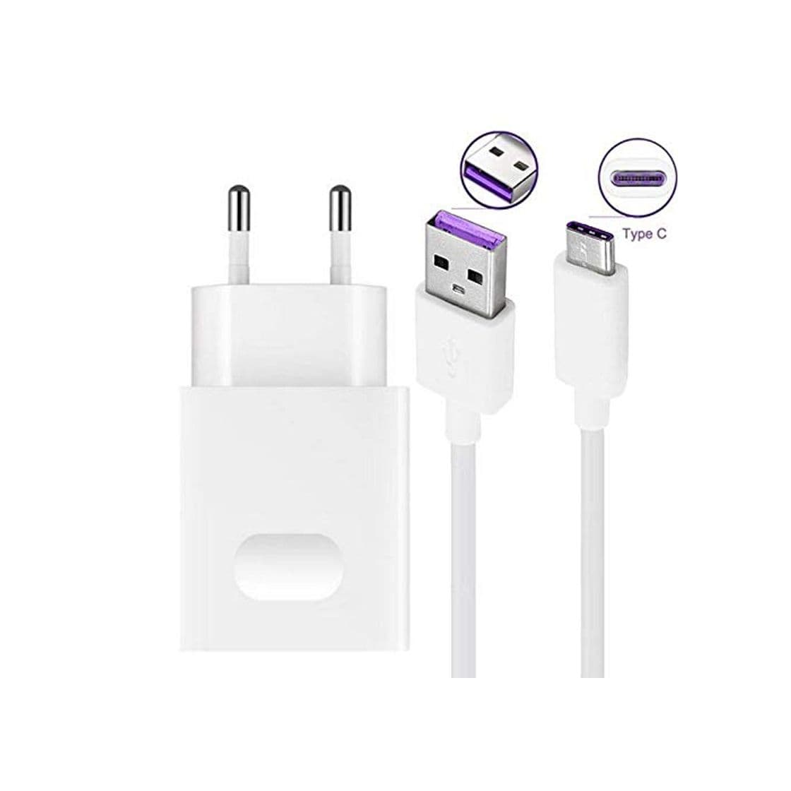 Product HUAWEI Cargador rápido Original HW-059200EHQ QuickCharge Cable de Carga Tipo C Compatible