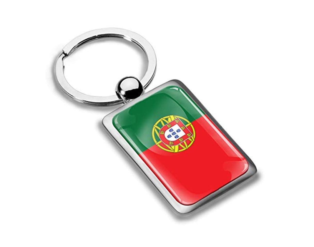 Fashion Biomar Labs® Llavero de Regalo 3D Metal con Diseño de la Bandera de Portugal Flag Keyring KK 214