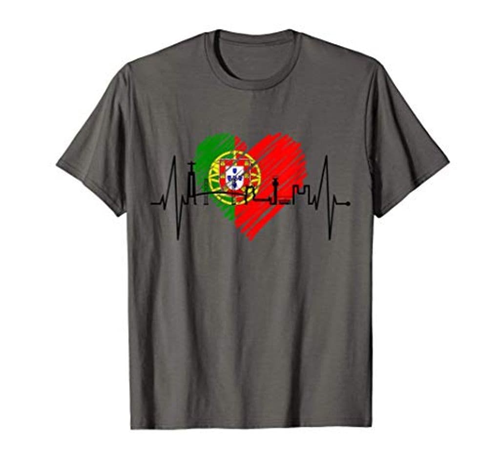 Product Lisboa Horizonte Latido Corazón Bandera De Portugal Skyline Camiseta