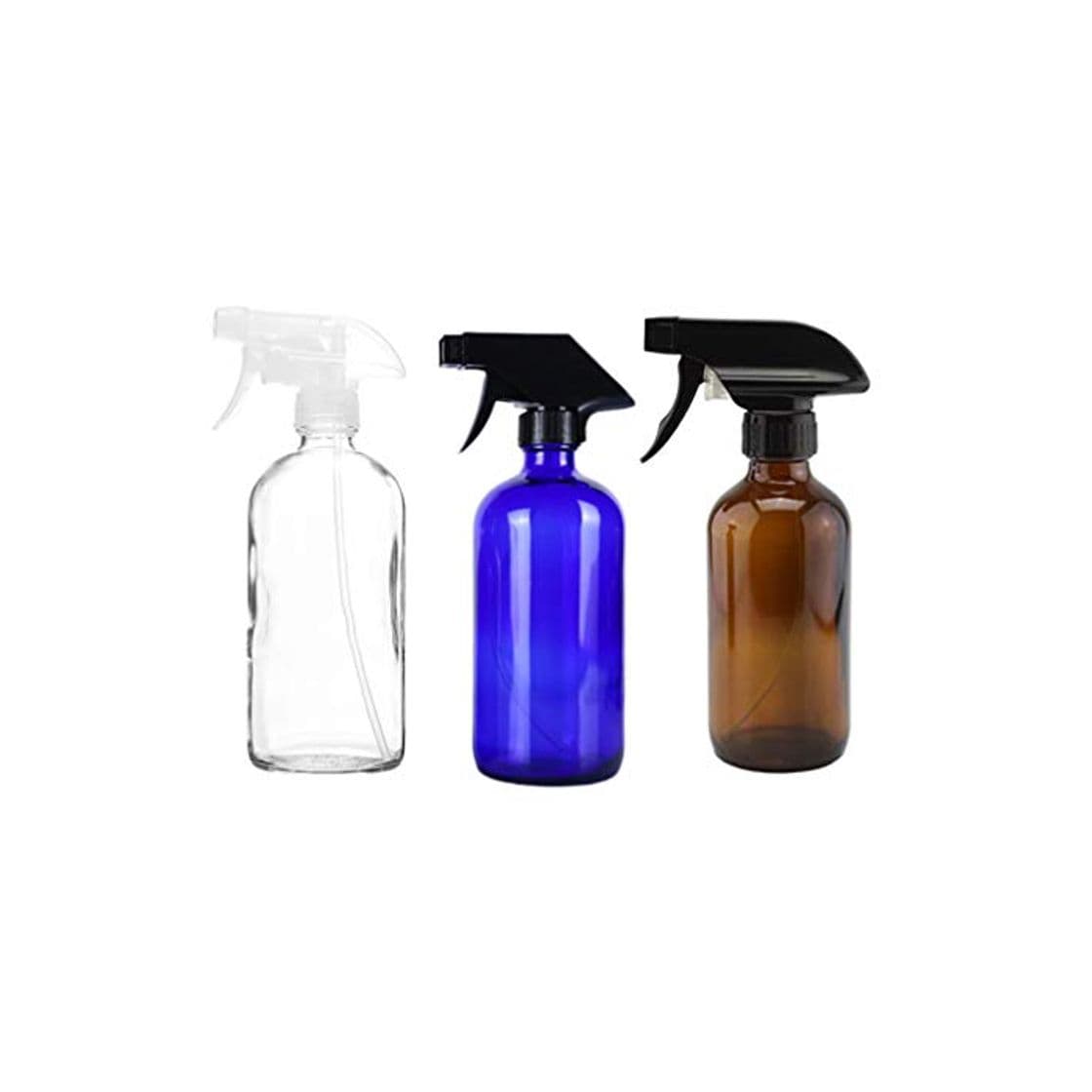 Fashion Minkissy 3 Piezas Botellas de Spray Hidratante de Vidrio Recargables Botellas de Spray de Jardín Planta Mister para Líquido Transparente Azul Marrón 500ml