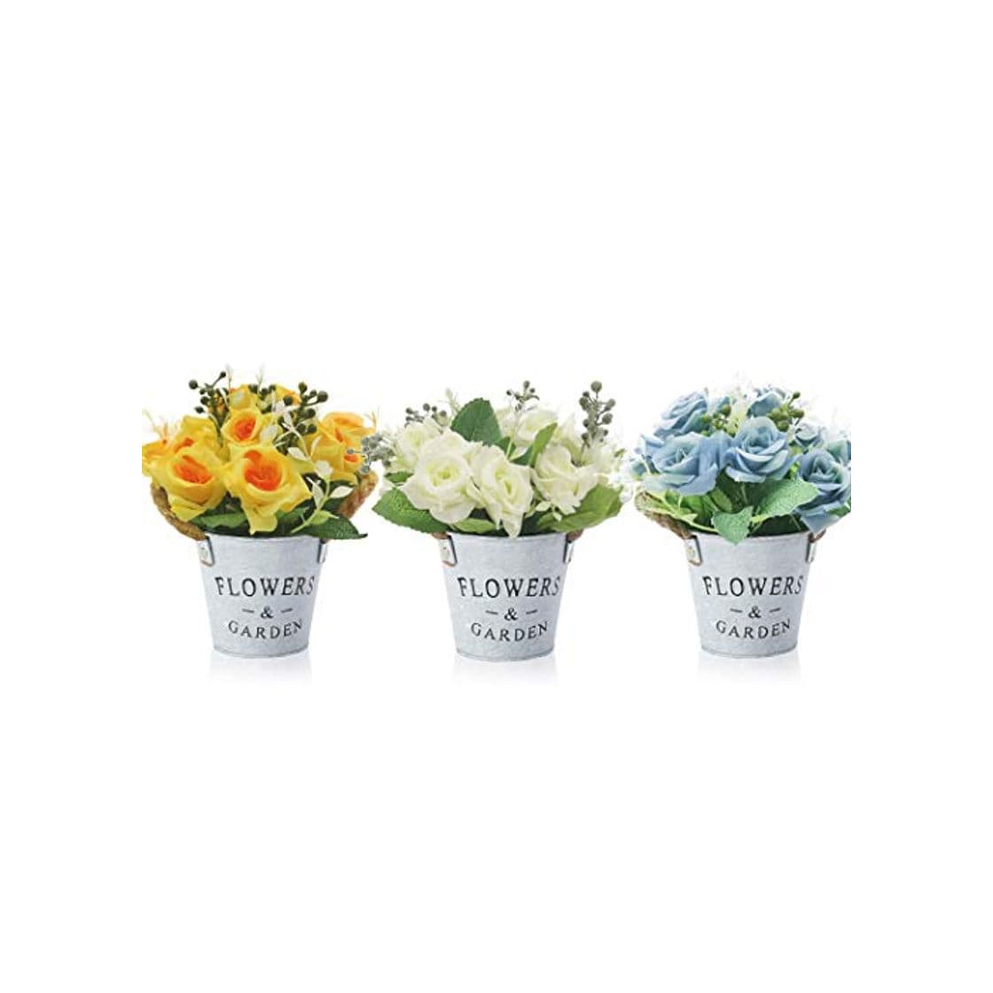 Product BEANKI Flores Artificiales Decoración, 3 Piezas Plantas Artificiales de Maceta, Plantas Decorativas