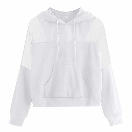 Fashion Women Sweatshirts Mesh Solid Blouse Wild Shirt Long Sleeve Hooded Coat Hoody