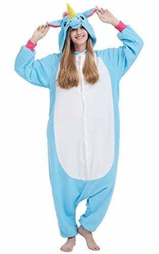 Fashion Kigurumi Pijama Animal Entero Unisex para Adultos con Capucha Cosplay Pyjamas Unicornio