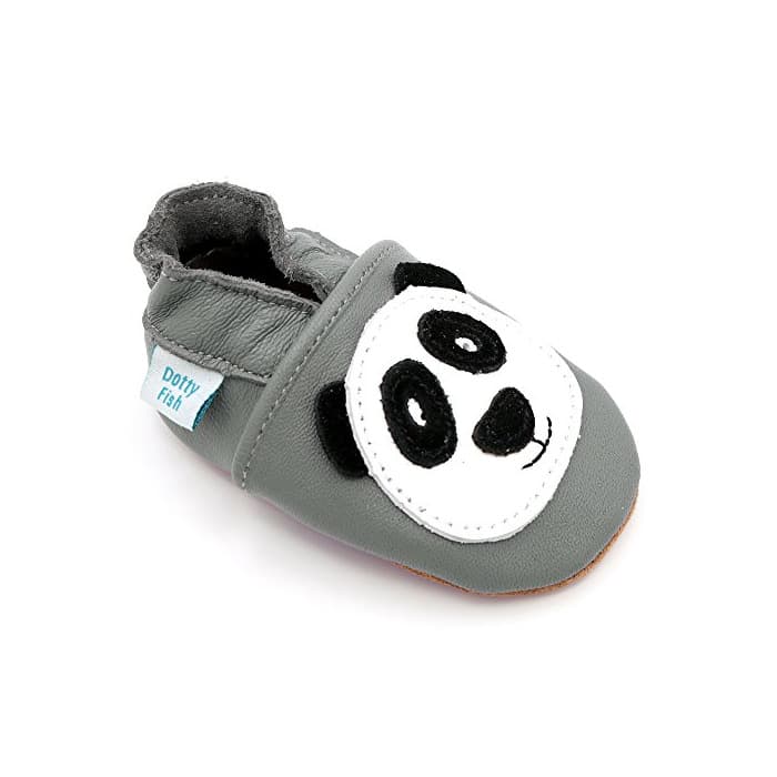 Product Dotty Fish Zapatos de Cuero Suave para bebés. Antideslizante. Panda Gris. 2-3