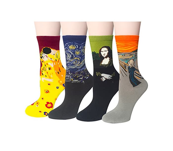 Moda Chalier Pack de 4/5 Mujer Niña Calcetines Originales Ocasionales Estampados Divertidos Impresos