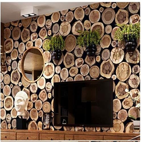 Fashion Mural Fotomural Papel Pintado  Tronco De Madera 3D Textura Pvc En Relieve