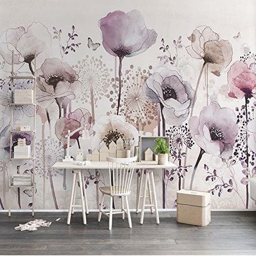 Home 3D Abstract Purple Flower Butterfly Wallpaper Mural Wall Art Decor Floral Photo