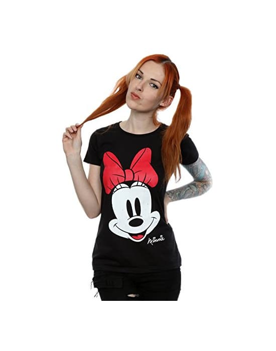 Fashion Disney mujer Minnie Mouse Distressed Face Camiseta X-Large Negro