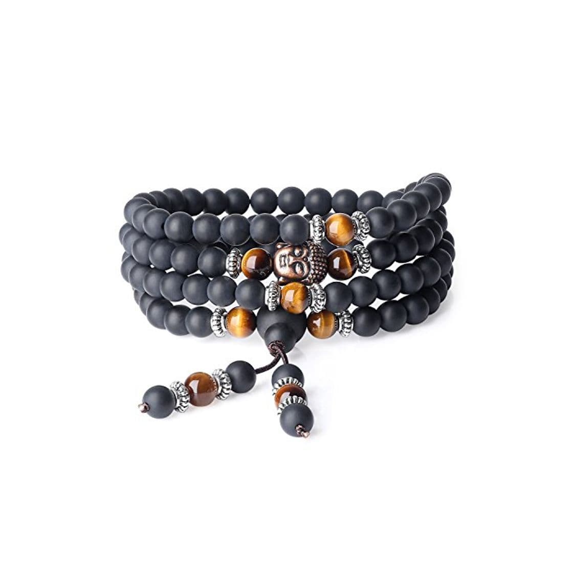 Producto COAI® Pulsera Collar de 108 Cuentas Mala Piedra Natural Ónice Mate y