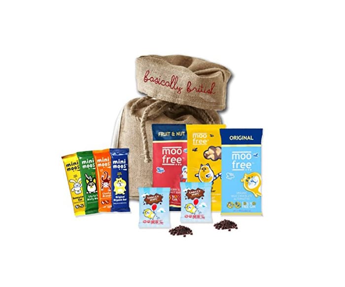 Product Moo Free Chocolate bars in Basically British Burlap Bag