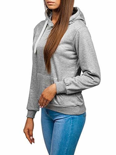 Place BOLF Mujer Sudadera Básica con Capucha Cerrada Estilo Casual J.Style WB11001-A Gris