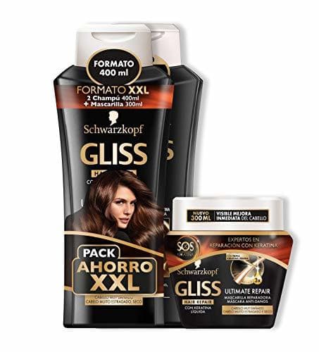 Place Gliss Champú 2 Unidades+ Mascarilla Ultímate Repair