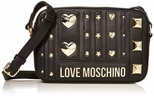 Place Love Moschino Borsa PU, Bolsa de mensajero para Mujer, Negro