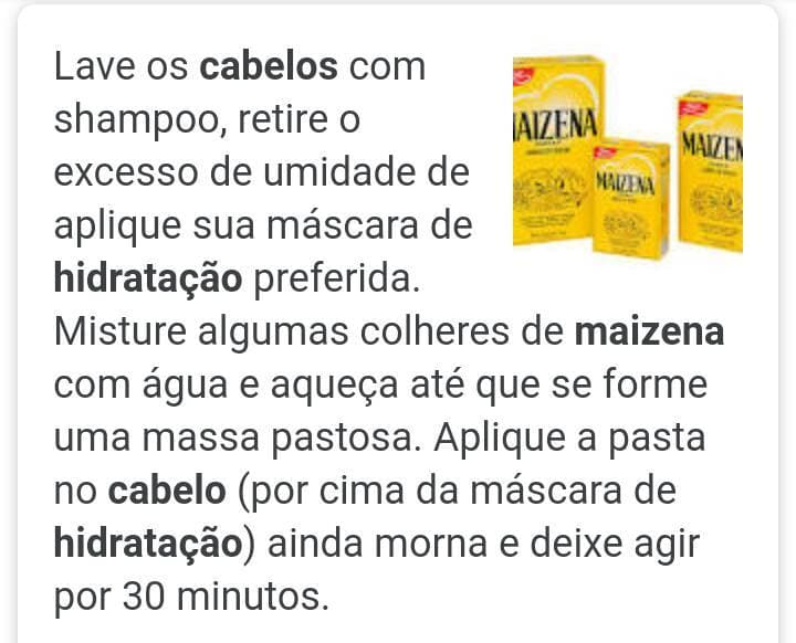 Product Maisena para hidratação capilar