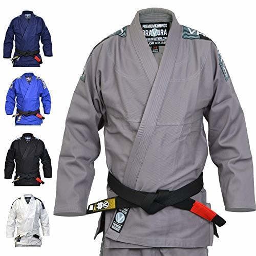 Lugar Valor Bravura BJJ GI Kimono color gris con cinturón blanco de regalo