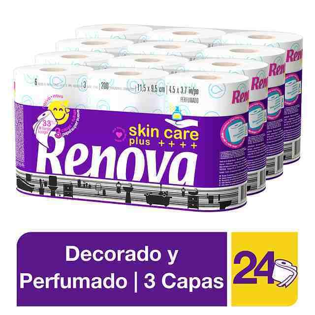 Producto Renova Skin Care Plus Papel Higiénico Decorado Perfumado