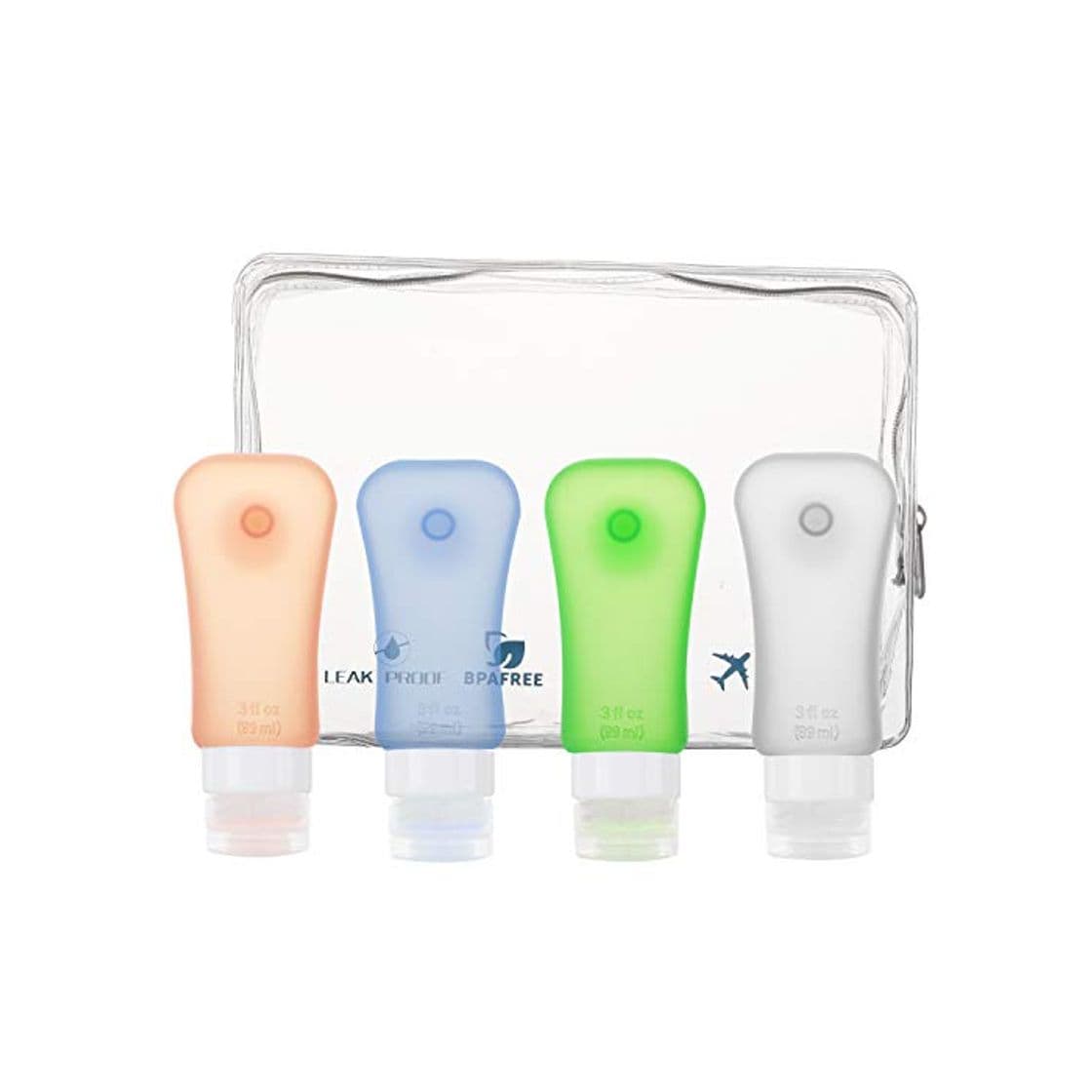 Fitness MoKo Botella de Viaje - Anti-Fugas & Rellenable/Compresible Silicona Travel Bottles Set