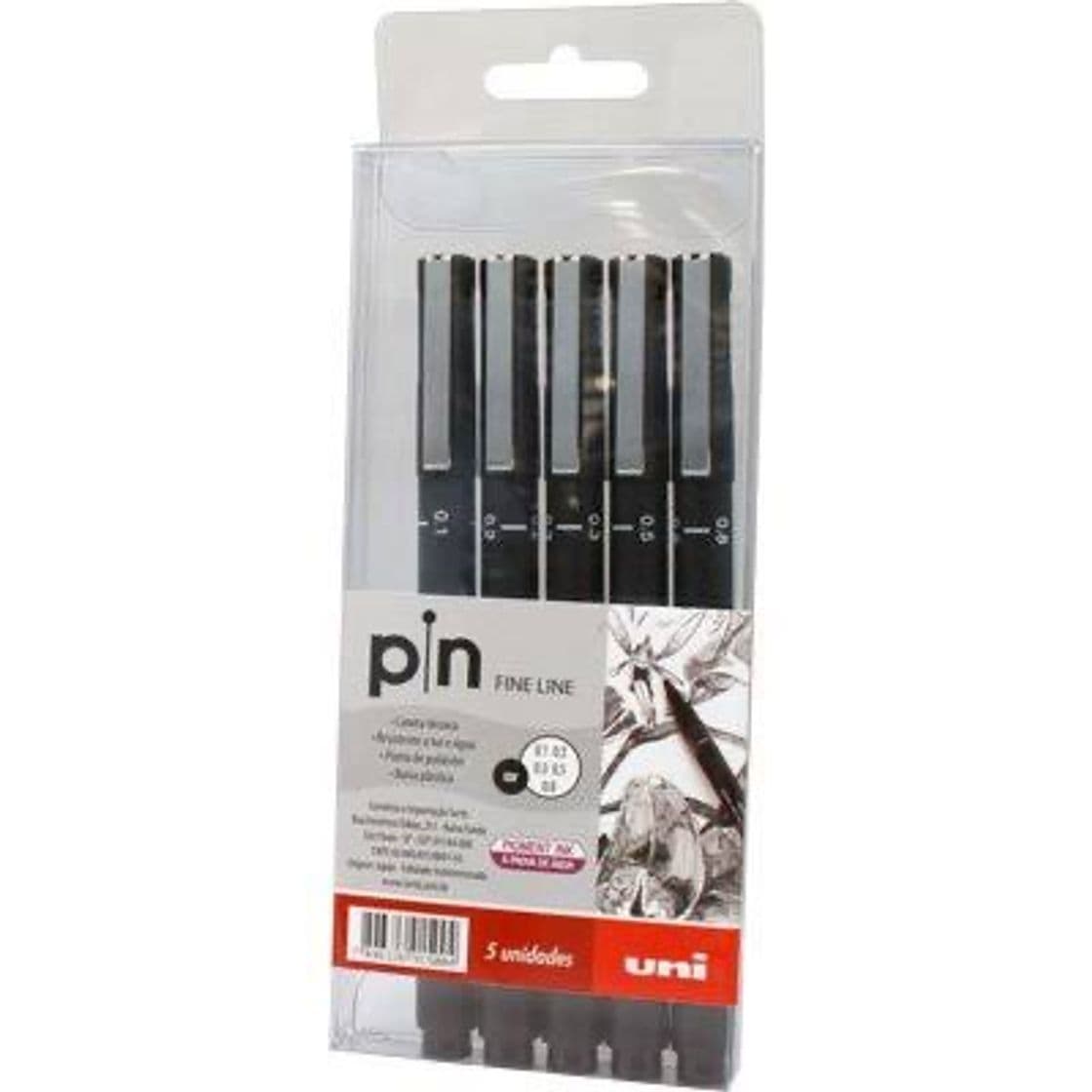 Moda Caneta técnica 5 pontas Pin FIne Line Uniball BT 1 UN