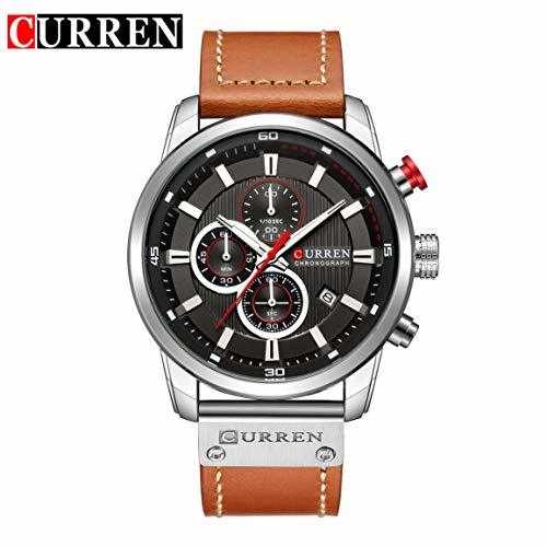 Home Regalo del Reloj Masculino Curren 8291 Hombres Banda de Cuero Reloj de