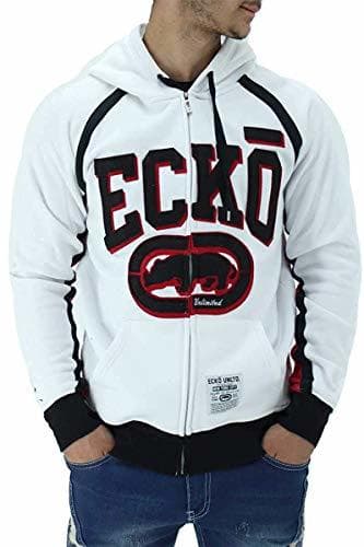 Fashion Ecko Mens White Cotton Cremallera Chopper Sudadera con Capucha - Blanco