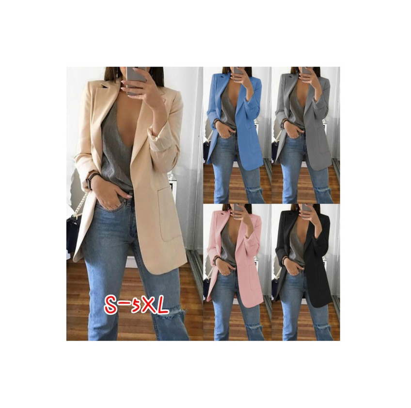 Producto Mujer Blazer de Solapa Mangas Largas Chaqueta de Traje Elegante Sólido Slim