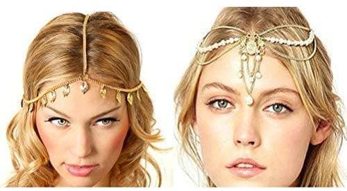 Fashion Princesa coroa de casamento Tiara 2 Pcs Hairband Cadeia Bohe