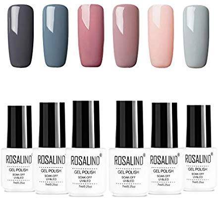 Moda ROSALIDN kit de esmaltes semi-permanente, 6 pçs / lote Nude 