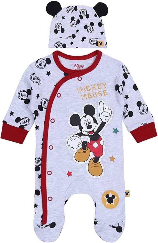 Fashion Pijama de bebê, cinza com estrelas Mickey Mouse Disney

