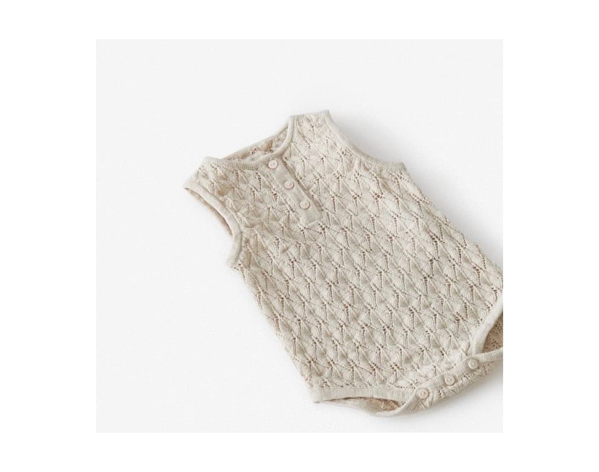 Product Babygro de malha rendilhada natural 