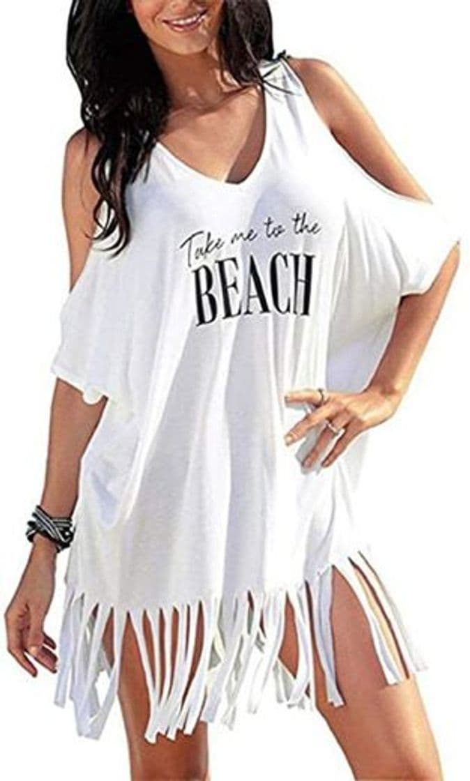 Producto heekpek Vestido de Playa Mujer Blusas Chales Camisolas y Pareos Trajes de baño Sexy Bikini Cover ups Borla Camisola Playero Ropa Verano